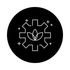 Anti Burnout and Stress management – Cog with Leaf Representing Wellness Solutions