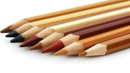 Obraz premium Colorful wooden colored pencils isolated on white background.