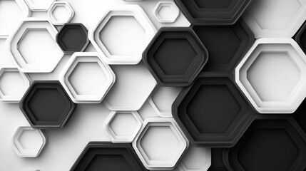 Repeating Pattern of Black and White Hexagons