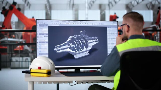 Factory With Robots Computer 3D CAD
