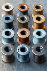 Collection of various colored metal parts.