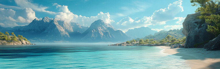 Obraz premium tropical island, banner, summer,bamd and sea