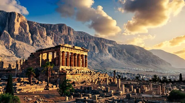 Temple of Athena at Priene, Sunset in Ancient Greece