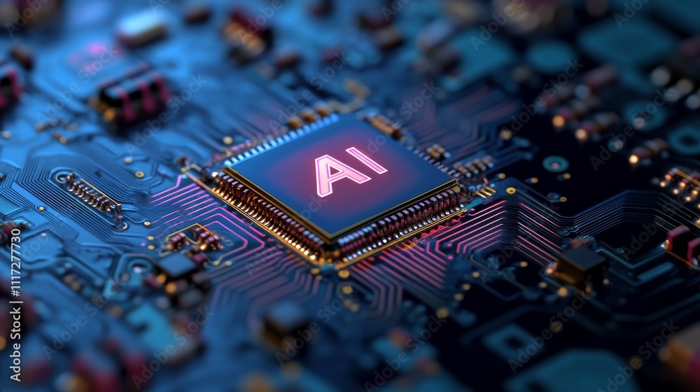 Poster futuristic technology and digital concept. abstract chip with 