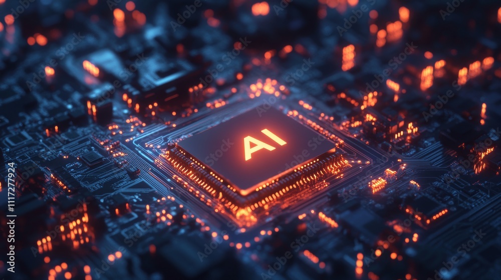 Poster futuristic technology and digital concept. abstract chip with 