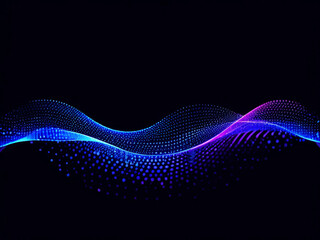 Abstract Dot Particles Wavy Flowing 3D Curve Pattern in Colorful Gradient Blue and Purple