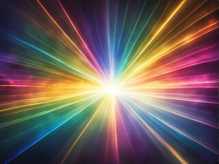Abstract Light Background with Rainbow Flares and Shimmering Golden Light Rays
