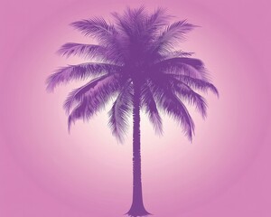 Fototapeta premium Purple palm tree silhouette. Perfect for tropical designs, vacation brochures, and social media.