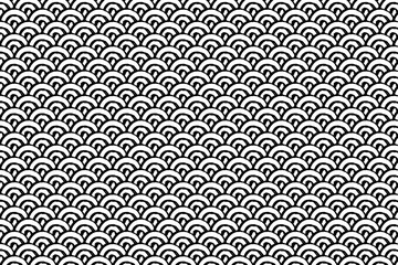 手書きの日本の伝統的な青海波模様の背景イラスト