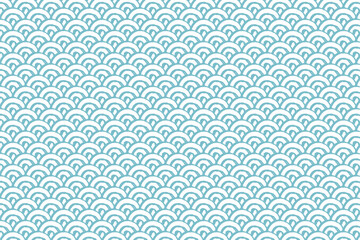 手書きの日本の伝統的な青海波模様の背景イラスト