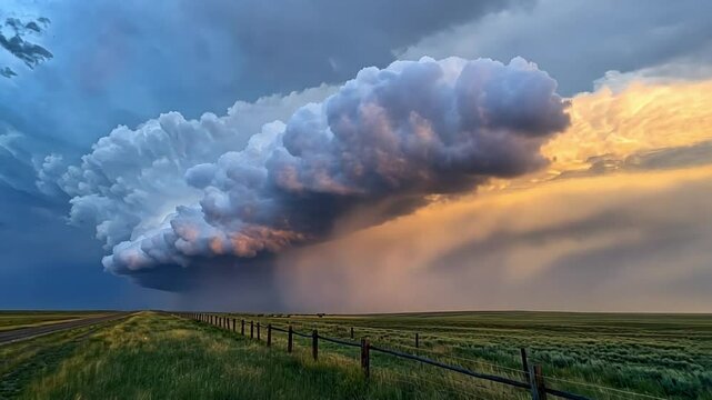Arcus clouds forming ahead of a fast-approaching thunderstorm, creating a dramatic cloud wall.