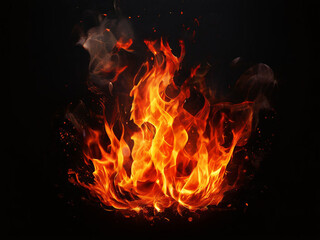 Fire Flame on Black Background