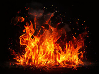 Fototapeta premium Fire Flame on Black Background