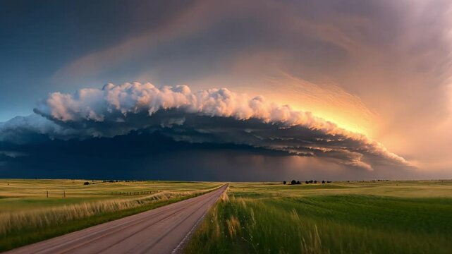 Arcus clouds forming along the leading edge of thunderstorms, creating dramatic and ominous shapes.