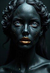 Close-up portrait of an obsidian woman