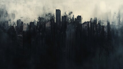 A dark urban gradient with shades of charcoal blending into faded graphite, interrupted by heavy digital noise and subtle cracks, evoking a grunge aesthetic, high-resolution artwork. --ar 16:9