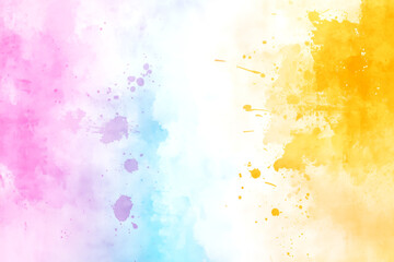 Obraz premium A colorful background with splatters of paint. The splatters are in various colors, including pink, blue, yellow, and white. The background is a mix of colors, creating a vibrant and lively atmosphere