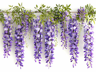 Wisteria Flower Branch Illustration on White Background