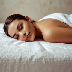 Obraz premium woman relaxing in a spa massage place