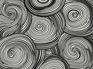 Fototapeta premium Abstract pattern background with hand drawn swirly lines in black and white