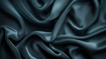 Obraz premium Dark teal silk fabric, luxurious drape. Ideal for fashion, beauty, or luxury product backgrounds.