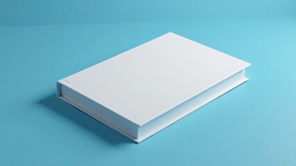 Fototapeta premium Blank White Book Mockup on Blue Background - Graphic Design Presentation