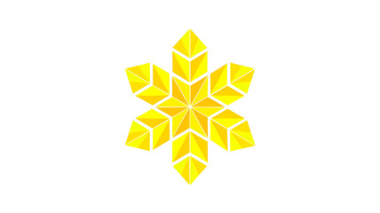 Gold yellow snowflake flower christmas 2D abstract shape illustration flat art	