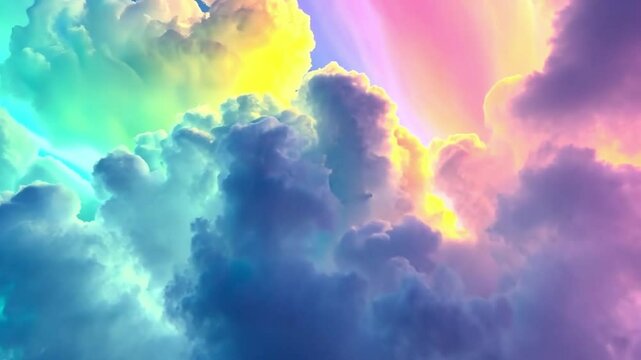 Iridescent clouds glowing with rainbow colors as light diffracts through thin cloud layers.