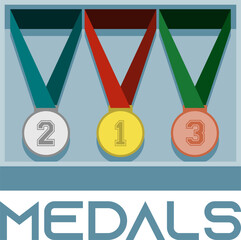 gold medal with ribbons