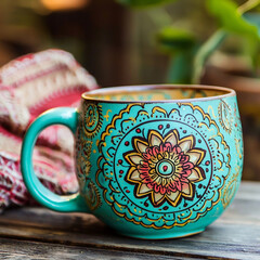 A vibrant turquoise mug that radiates positiv