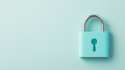 A close-up image of a turquoise padlock on a pastel background, symbolizing security and protection.