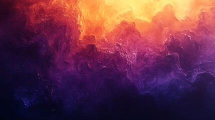 Fototapeta premium A warm sunset-inspired gradient blending fiery orange into deep purple hues, accented with fine noise textures for depth, glowing softly, minimalistic digital art, ultra hd quality. --ar 16:9