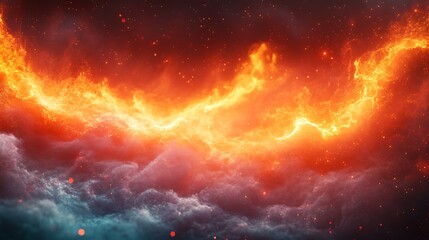 Fototapeta premium A bold and dramatic gradient shifting from radiant orange to dark red, enriched with dynamic noise patterns and flickering light effects for a fiery, energetic vibe, ultra hd resolution. --ar 16:9