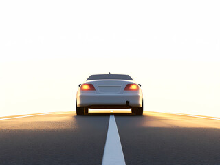 Fototapeta premium AI-Generated image of A white car is on a road. The car is on the road and is not moving