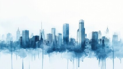 Fototapeta premium Abstract watercolor sketch depicting city buildings.
