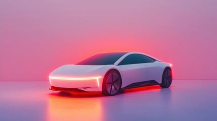 Futuristic electric vehicle showcase digital studio 3d render neon environment side view modern concept design
