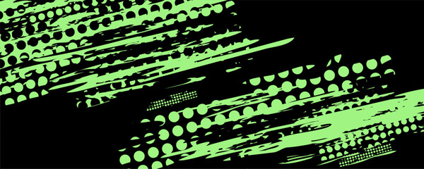Abstract green graphic design with circular patterns.