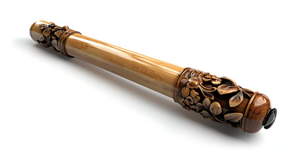 A wooden stick with a floral design on it