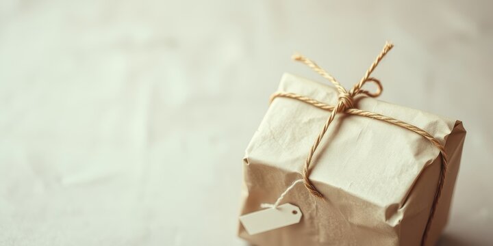 A simple kraft paper package tied with twine and a blank tag, ready to be filled with a thoughtful gift.