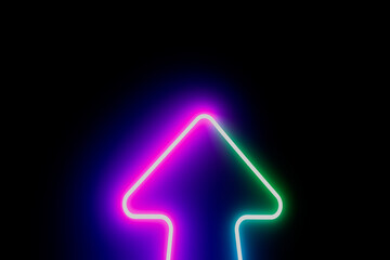 A neon green arrow pointing upwards