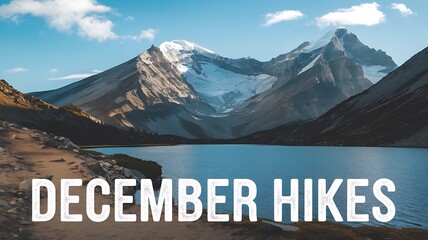 Majestic Winter Mountain Lake Hiking Scene