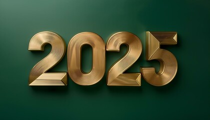 太字のゴールド文字「2025」が際立つ深緑背景のエレガントデザイン
