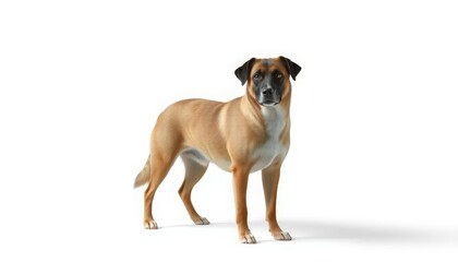 Obraz premium Brown dog standing on a white background, looking forward