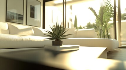 Fototapeta premium Sunlit Modern Living Room Interior Design