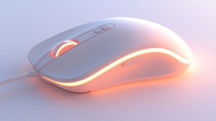 Illuminated White Wireless Computer Mouse Design
