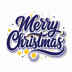 Obraz premium Merry Christmas calligraphy lettering design with stars and dots.
