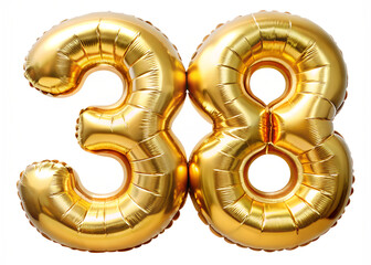 38 number 3D Balloon Shape PNG Sticker, Party Number Design, Transparent Background