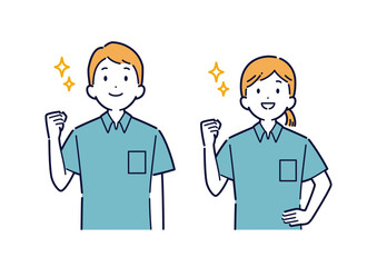 目標を見据える介護士のイラスト＿上半身