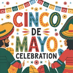 Obraz premium Cinco De Mayo Festive Celebration Featuring People In Sombreros