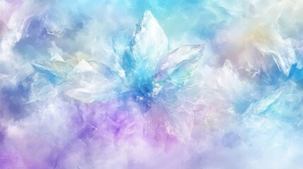 Abstract flower in pastel colors, resembling ice crystals or a flower in a cloudy sky.